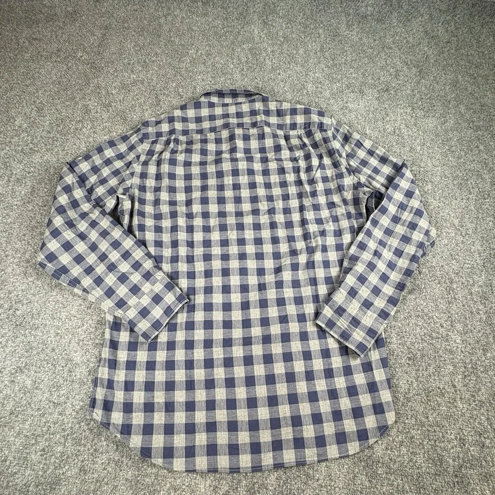 J. Crew Shirt Mens M Blue Gray Gingham Button Classic Preppy Minimalist Academia